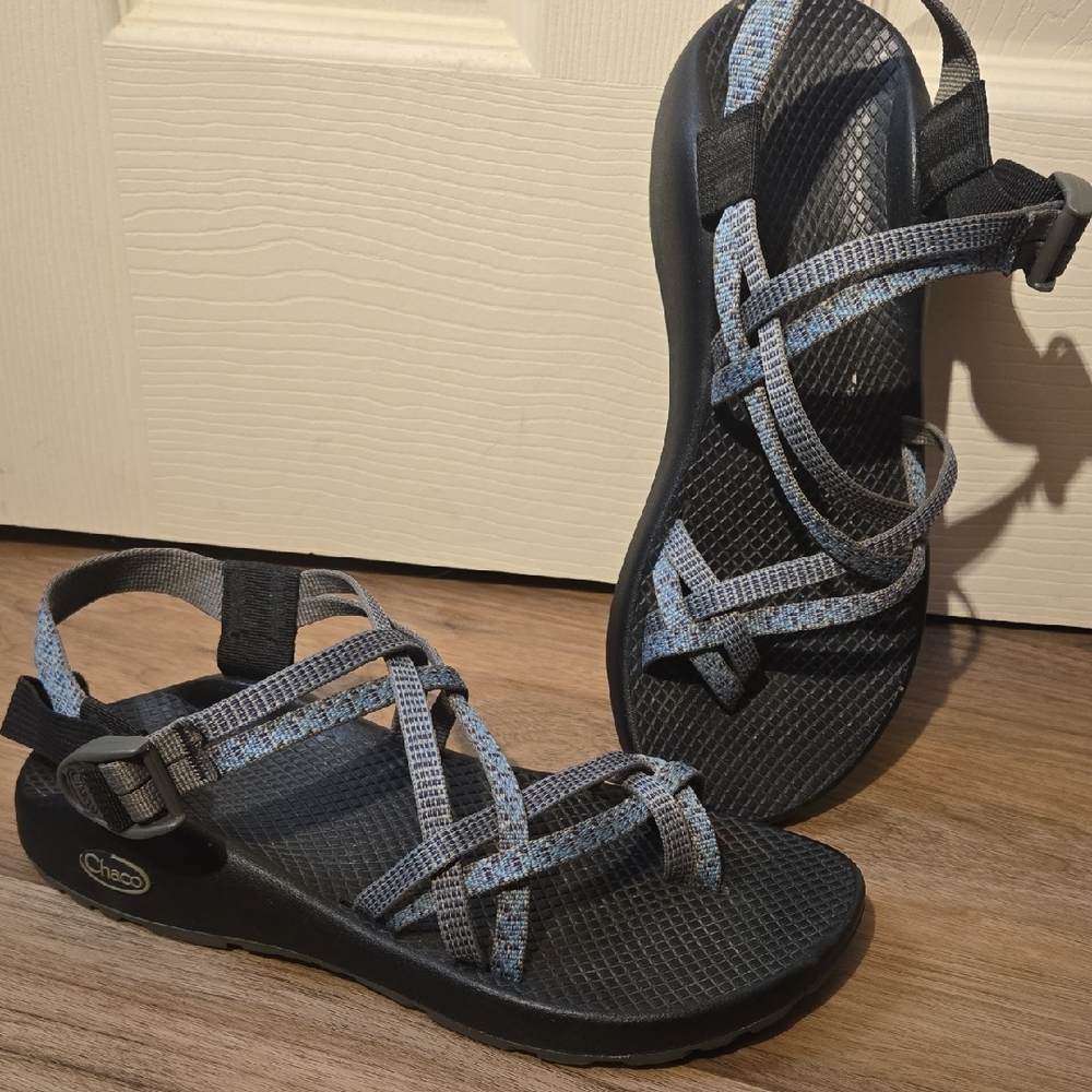Chaco ZX Blue/Black/Gray Strappy Sandals - Women's 9